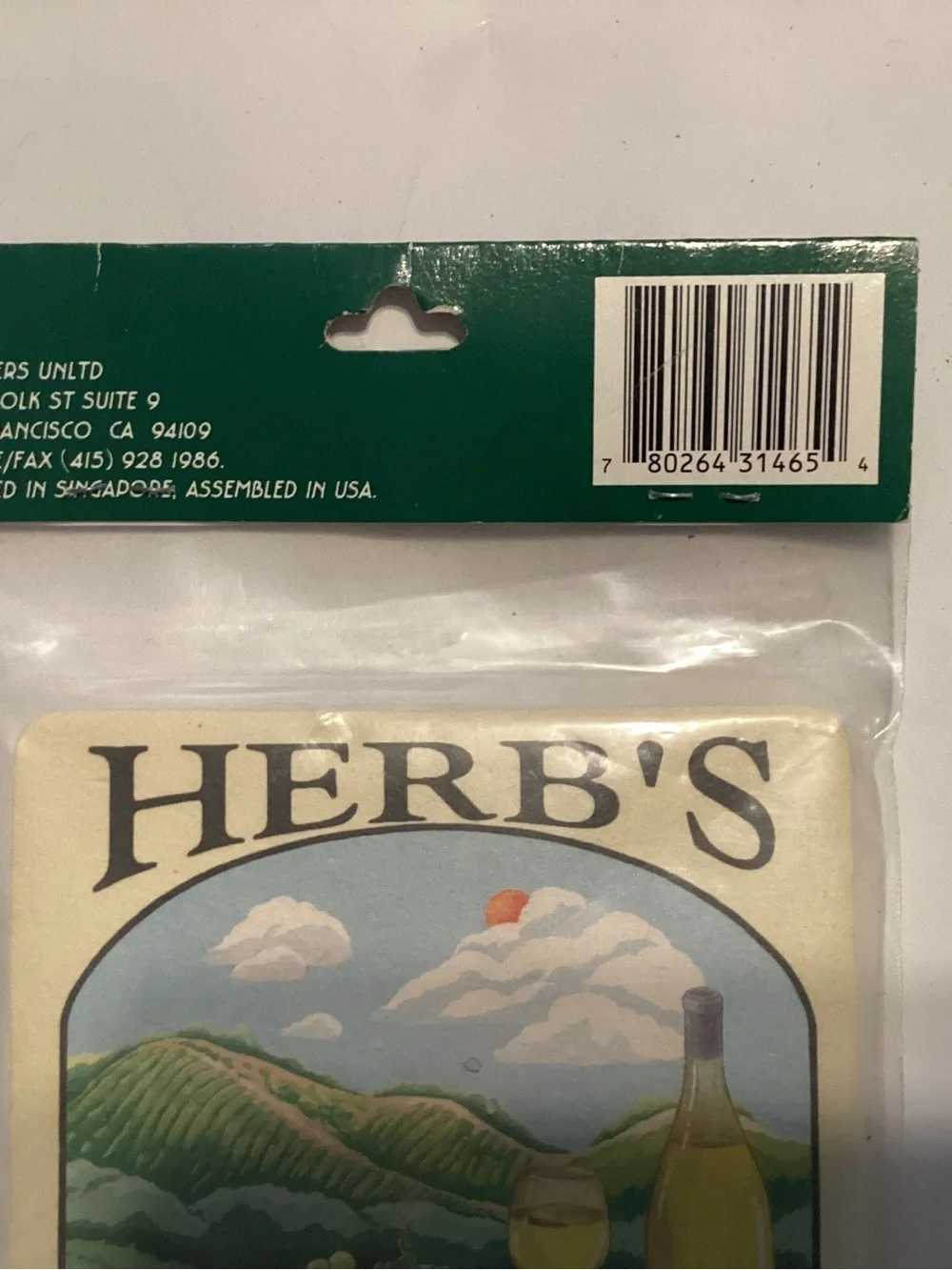 Beverage Coasters - Cream with Green Vineyard Design (Set of 8)